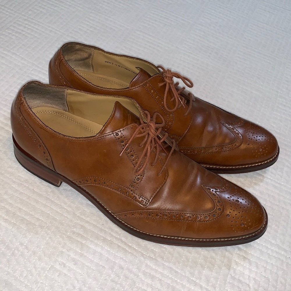 Cole Haan Grand OS Brown Leather Wingtip Oxford Lace Up Dress Shoes, Men’s 13M